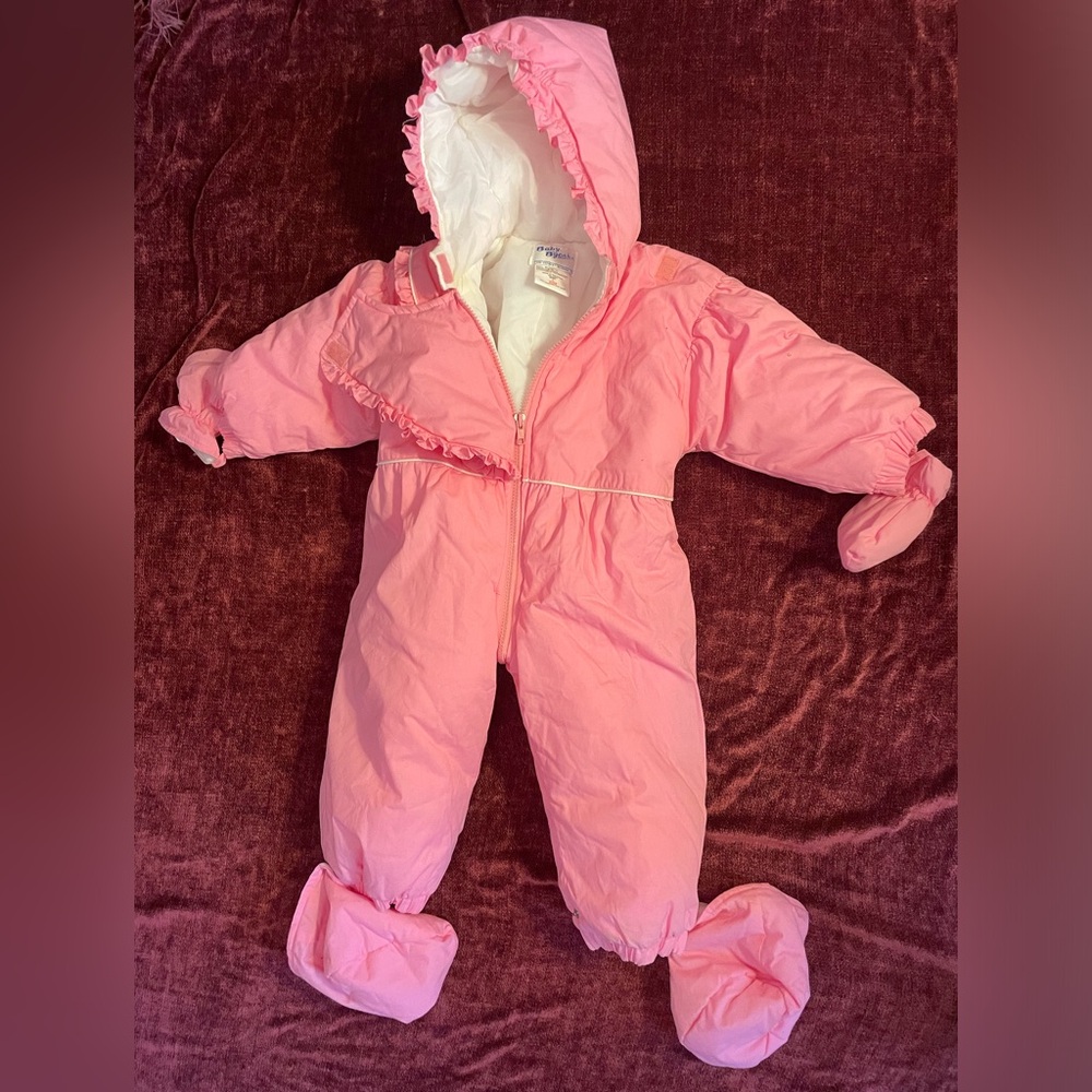 Toddler Pink Snowsuit with Removable Booties & Gloves Size L (24 mo)